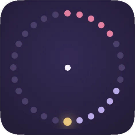Il widget mostra la corona neutra con un punto al centro. Livello Mute.