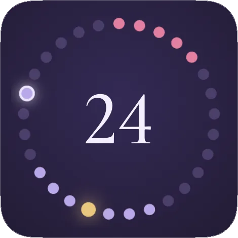 Il widget mostra l’anello con il giorno del ciclo 24. Livello Open.